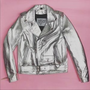 (bh.and.br) Silver Leather Jacket.